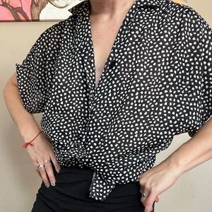 Black and White Spotted button down shirt